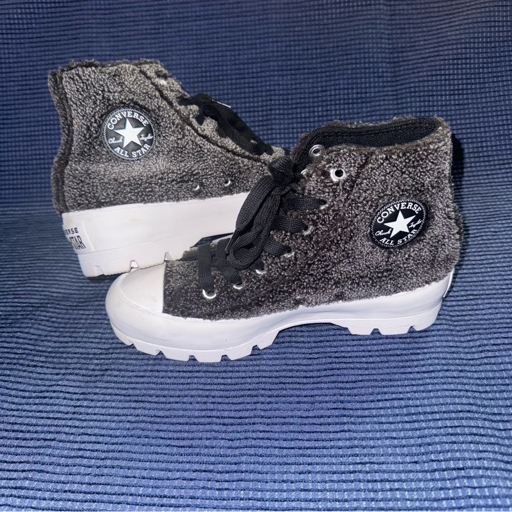 Converse All Star High Top Grey Sherpa Cozy Lugged Platform Women's Size 6